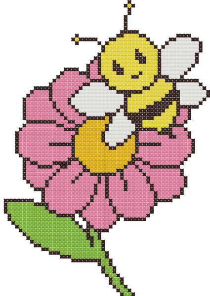 Free Cross Stitch Pattern - Bee & Flower