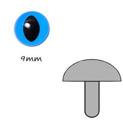 9mm Blue Cat's Eye  (Straight foot)