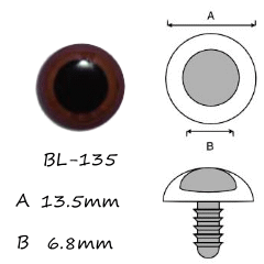 啡色水晶塑膠眼 13.5mm