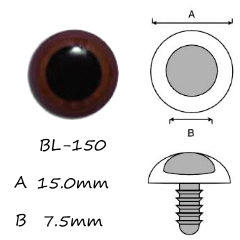 15mm Brown Crystal Plastic Eyes
