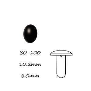 黑色橢圓形塑膠公仔眼 10mm