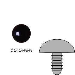 黑色圓形塑膠公仔眼10.5mm (螺絲腳)