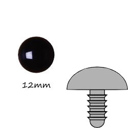 黑色圓形塑膠公仔眼12mm (螺絲腳)