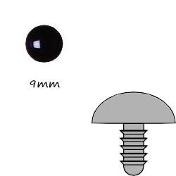 黑色圓形塑膠公仔眼 9mm (螺絲腳)