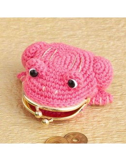 Hamanaka H301-425-2 鉤織粉紅青蛙口金包