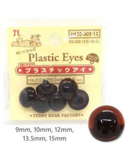 Hamanaka H430-302 Clear Brown Plastic Crystal Eyes