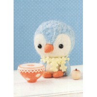 [H441-313] Hamanaka Felt Wool kit - Baby Penguin & Drum pin cushion