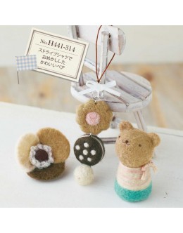 [H441-314] Hamanaka 羊毛氈材料包 - 甜點吊飾、花花胸針與小熊