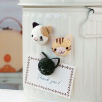 [H441-343] Hamanaka Felt Wool kit - Cat Magnet