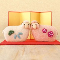 [H441-405] Hamanaka Felt Wool kit - Sho Chiku bai couple Sheep