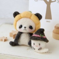 [H441-430] Hamanaka Felt Wool kit - Pumpkin hat Panda and Ghost