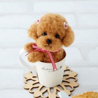 [H441-438] Hamanaka Real Felt Wool Mascot Dog In A Cup Toy Poodle Kit