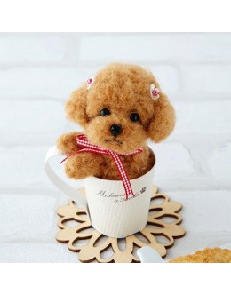 [H441-438] Hamanaka Real Felt Wool Mascot Dog In A Cup Toy Poodle Kit