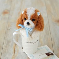 [H441-439] Hamanaka Real Felt Wool Mascot Dog In A Cup Cavalier Kit
