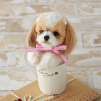 [H441-440] Hamanaka Real Felt Wool Mascot Dog In A Cup Shih Tzu Kit